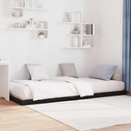 Bodenbettrahmen Schwarz Eichen-Optik 80 x 200 cm Holzwerkstoff