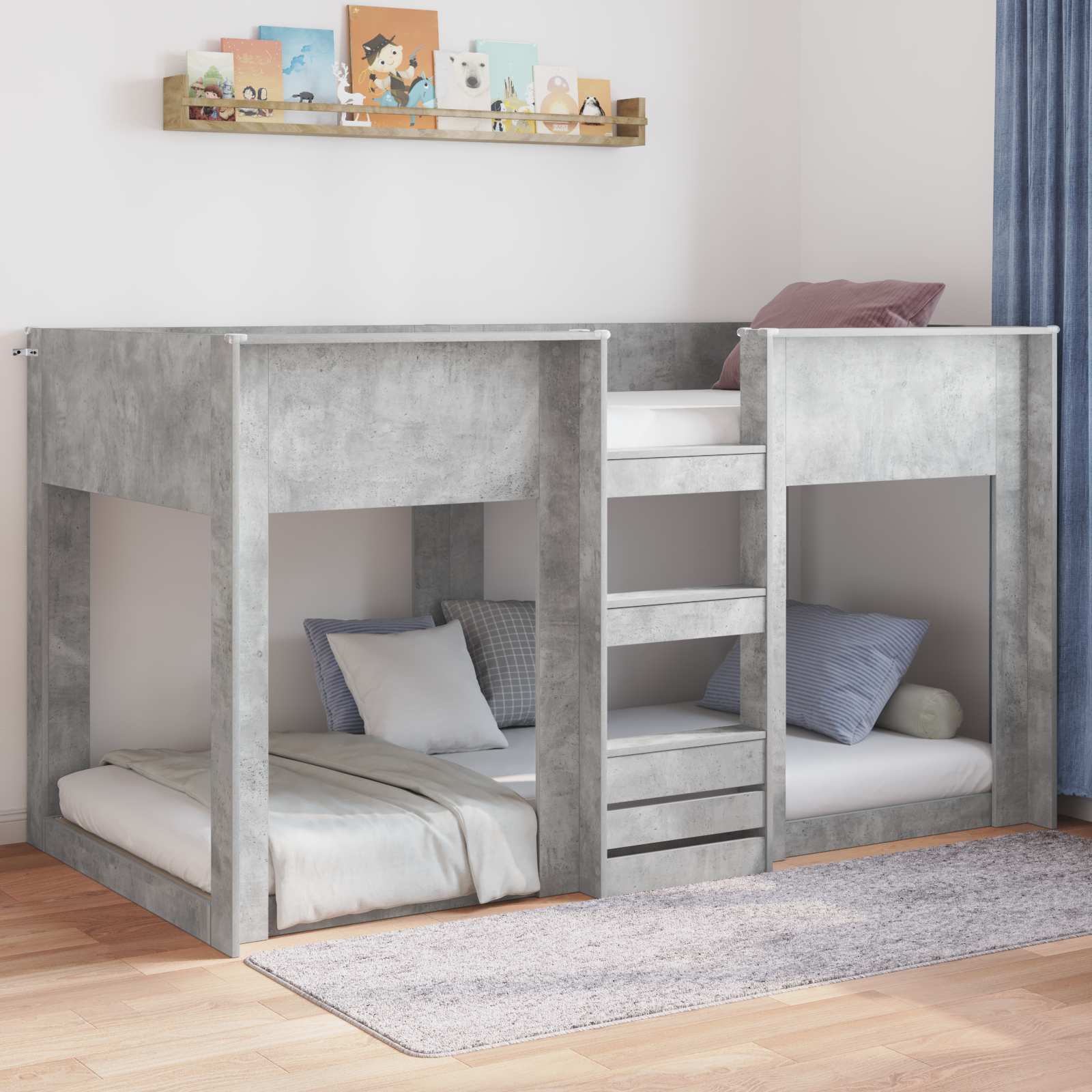 Bodenbettrahmen Beton Grau 80 x 200 cm Holzwerkstoff
