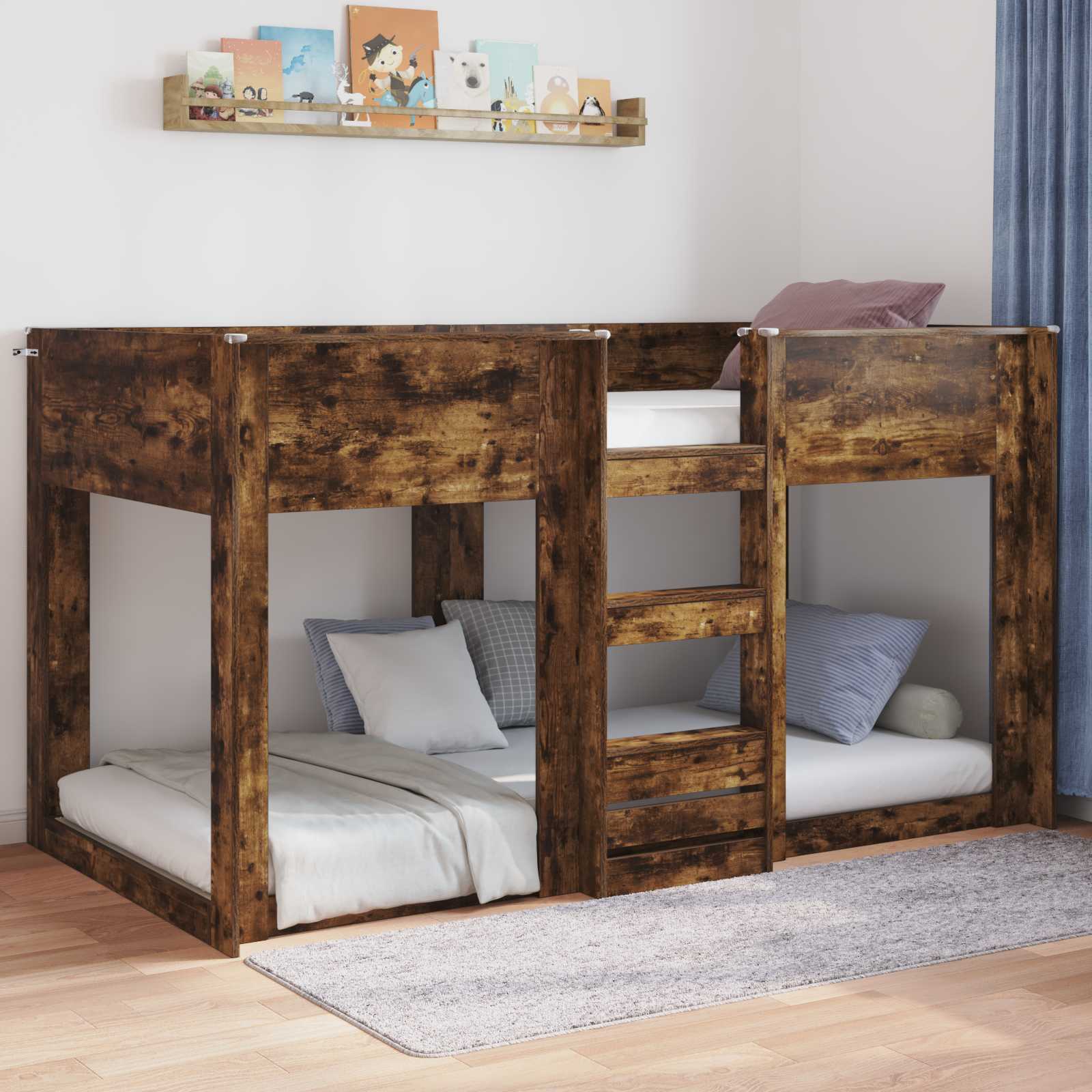Bodenbettrahmen Geräucherte Eiche 80 x 200 cm Holzwerkstoff