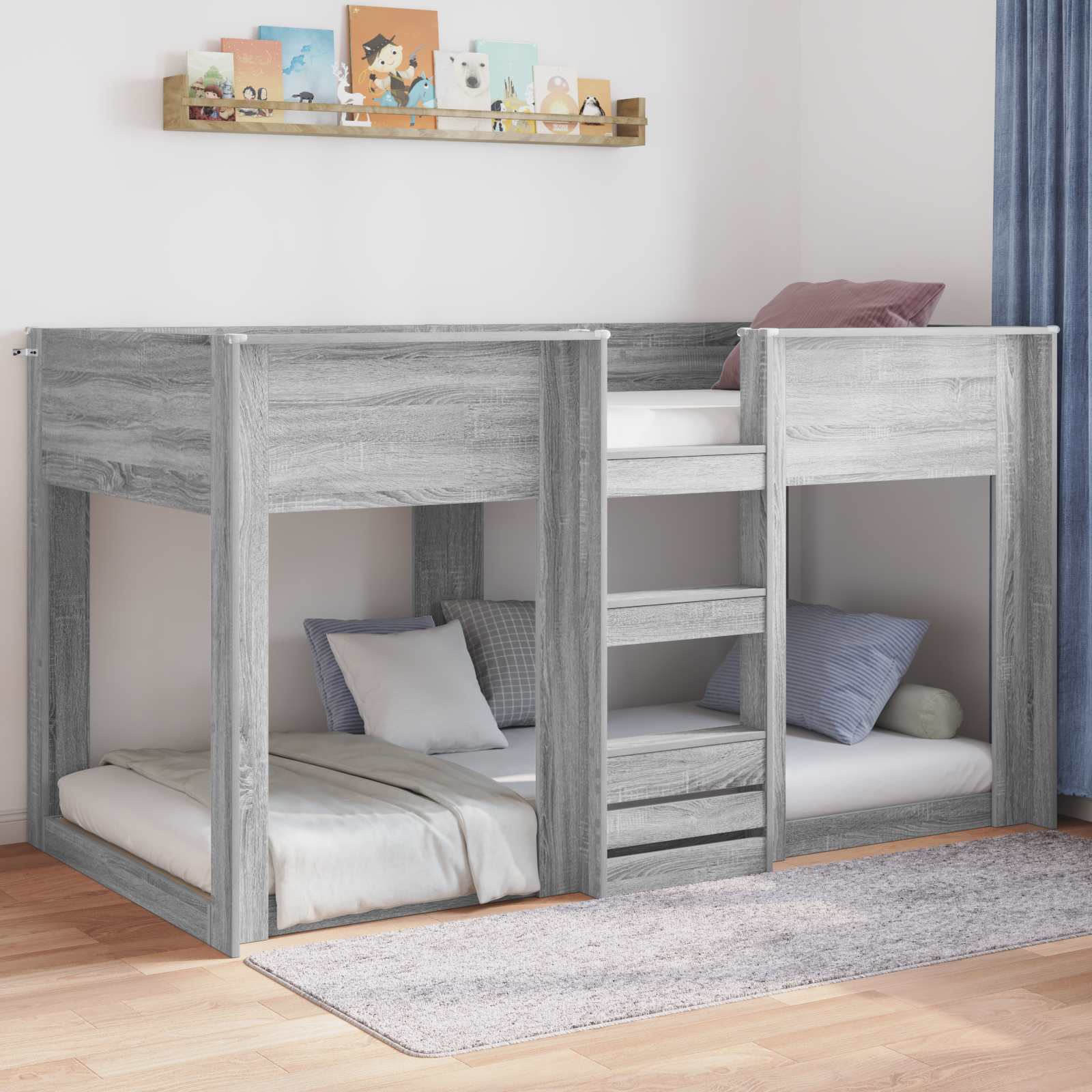 Bodenbettrahmen Graues Sonoma 90 x 200 cm Holzwerkstoff