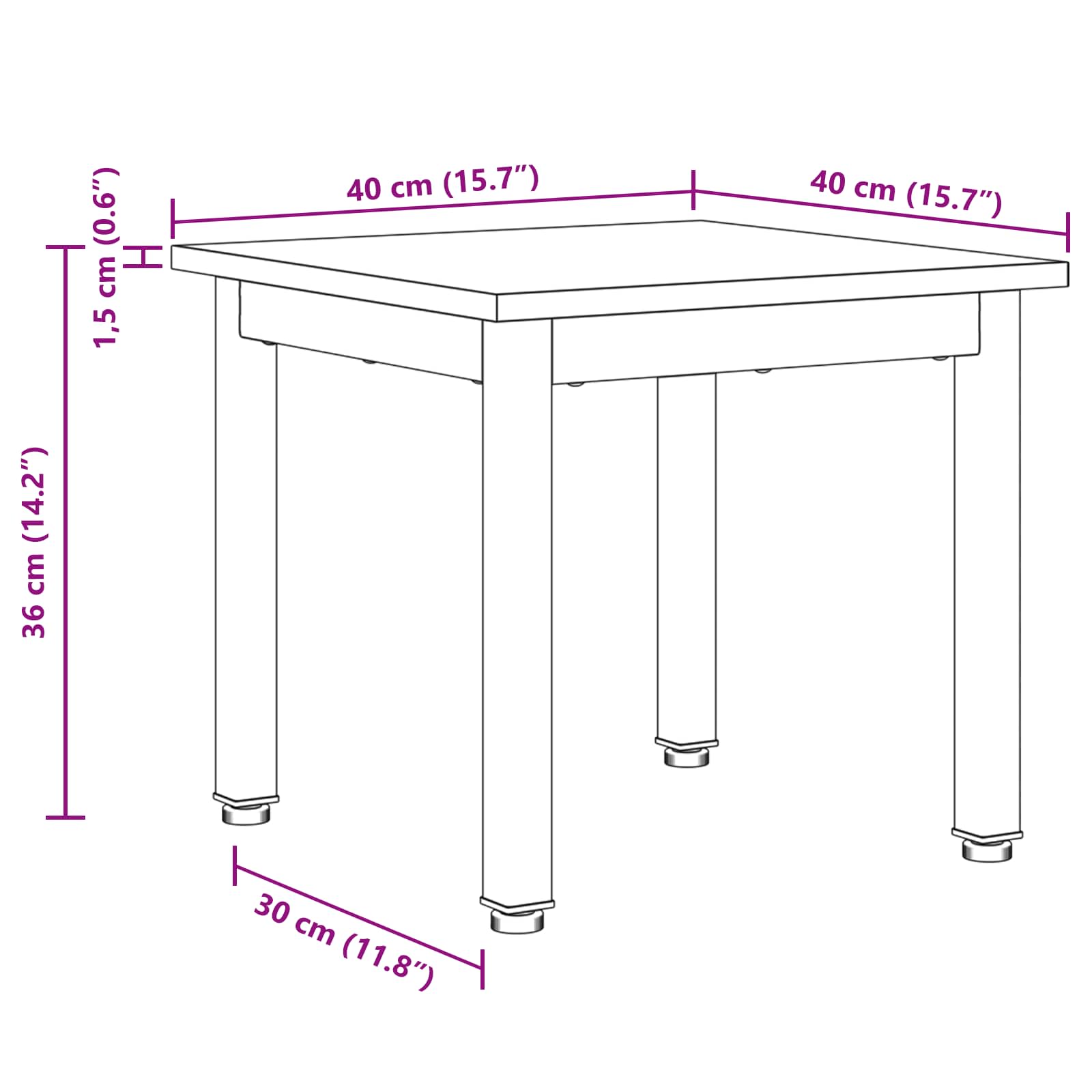 Couchtisch Raucharbe 40 x 40 x 36 cm Holzwerkstoff