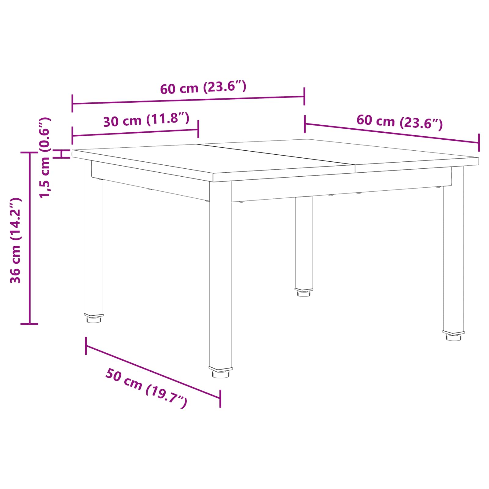 Couchtisch Altholz 60 x 60 x 36 cm Holzwerkstoff