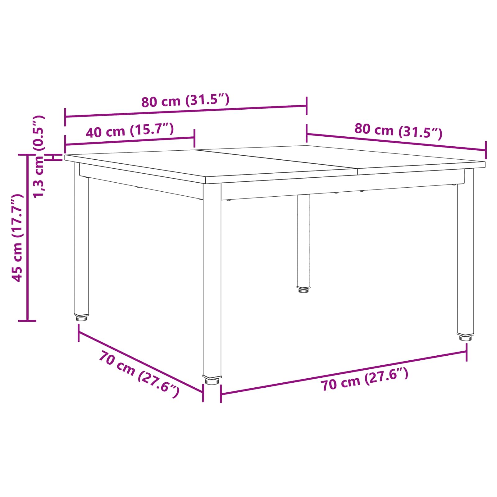 Couchtisch Raucharbe 80 x 80 x 45 cm Holzwerkstoff