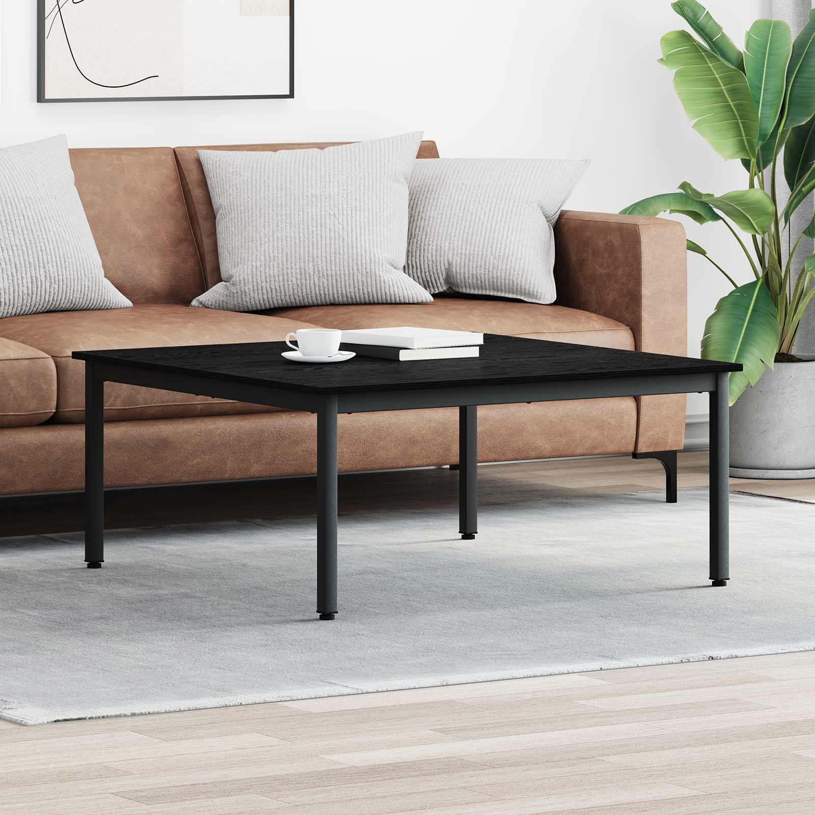 Couchtisch Schwarz Eichen-Optik 100 x 100 x 45 cm Holzwerkstoff