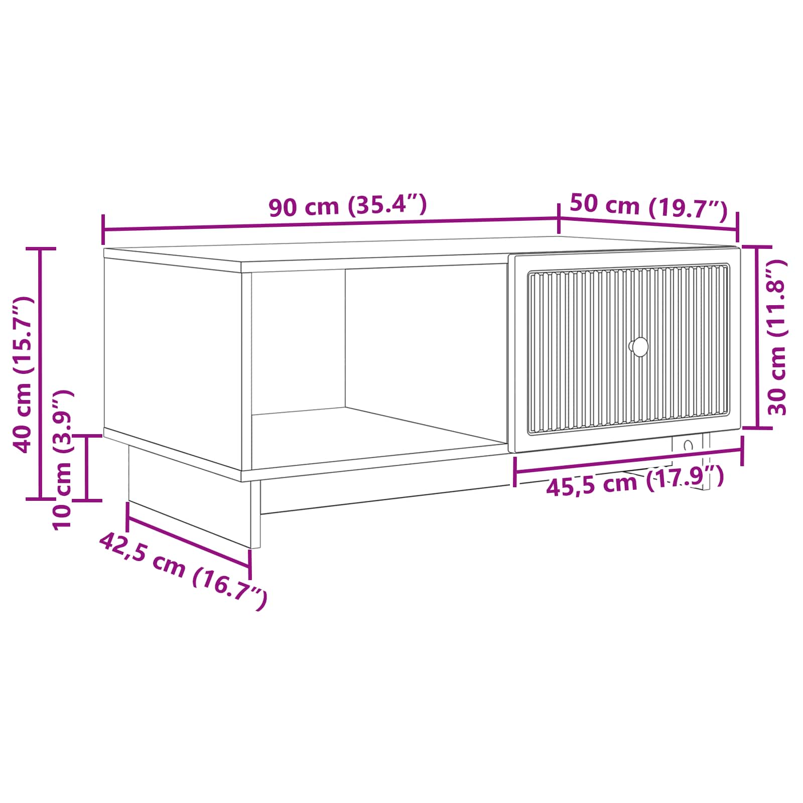 Couchtisch Altholz 90 x 50 x 40 cm Holzwerkstoff