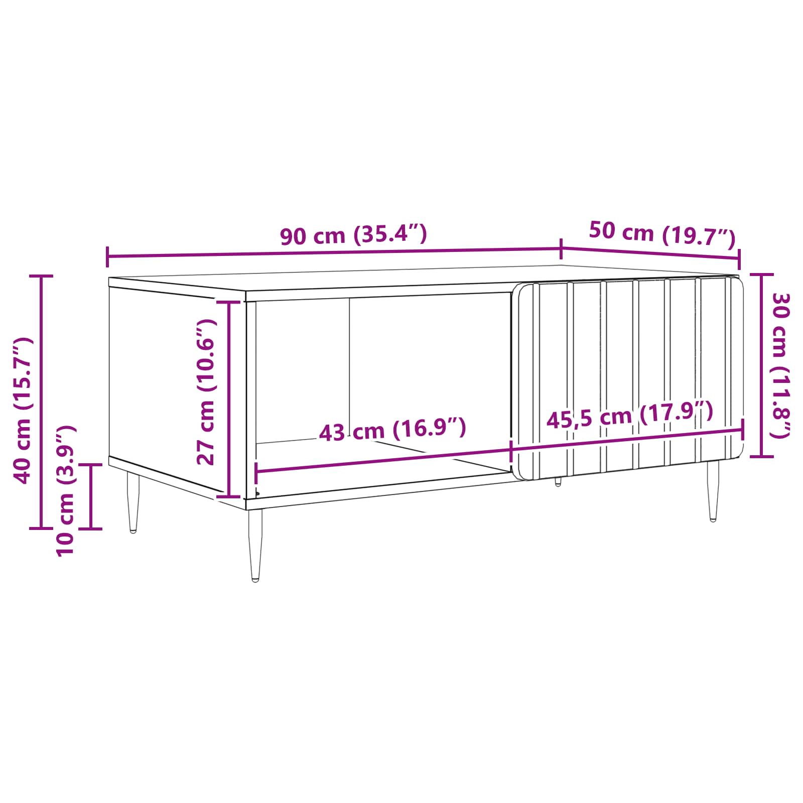 Couchtisch Artisan-Eiche 90 x 50 x 40 cm Holzwerkstoff