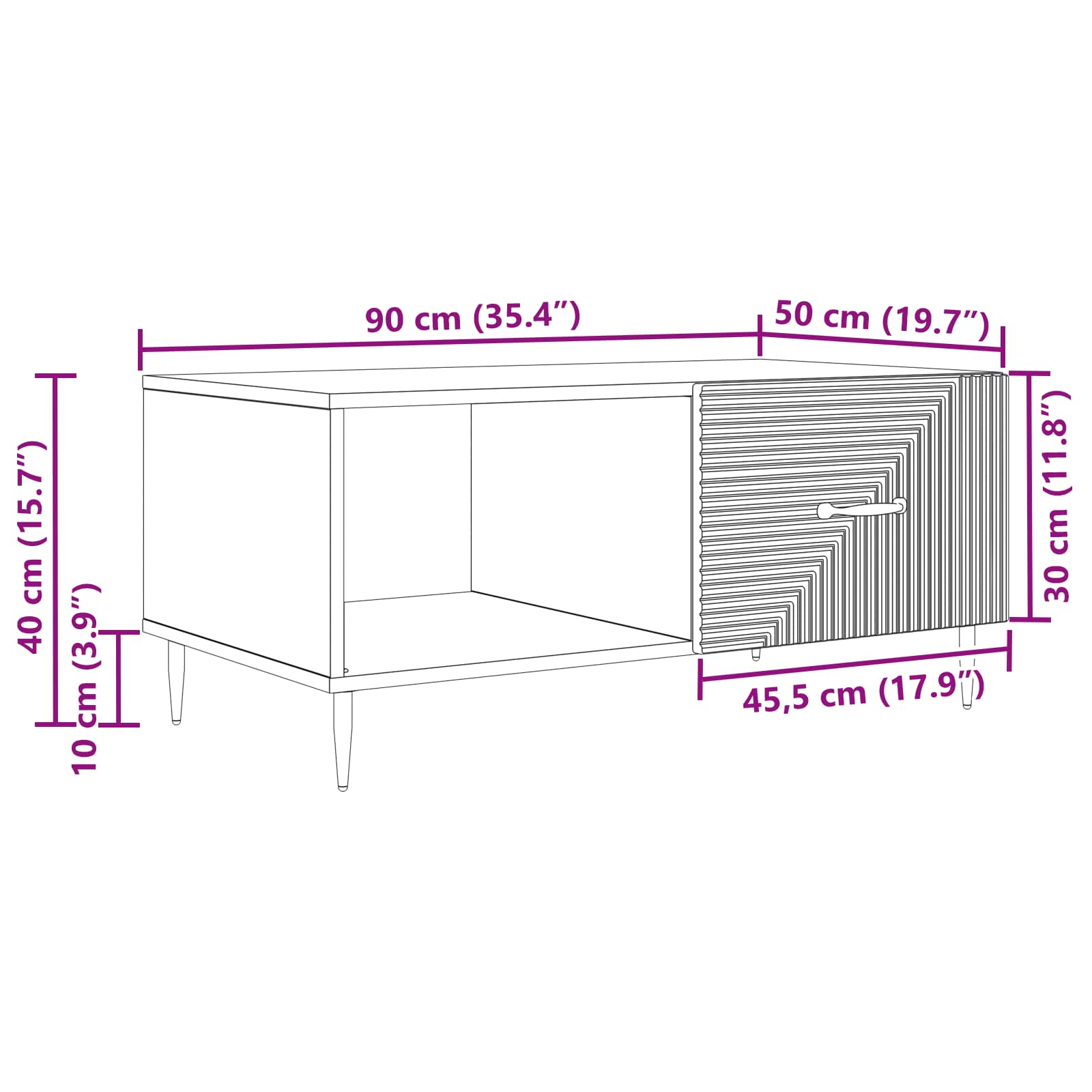 Couchtisch Geräucherte Eiche 90 x 50 x 40 cm Holzwerkstoff