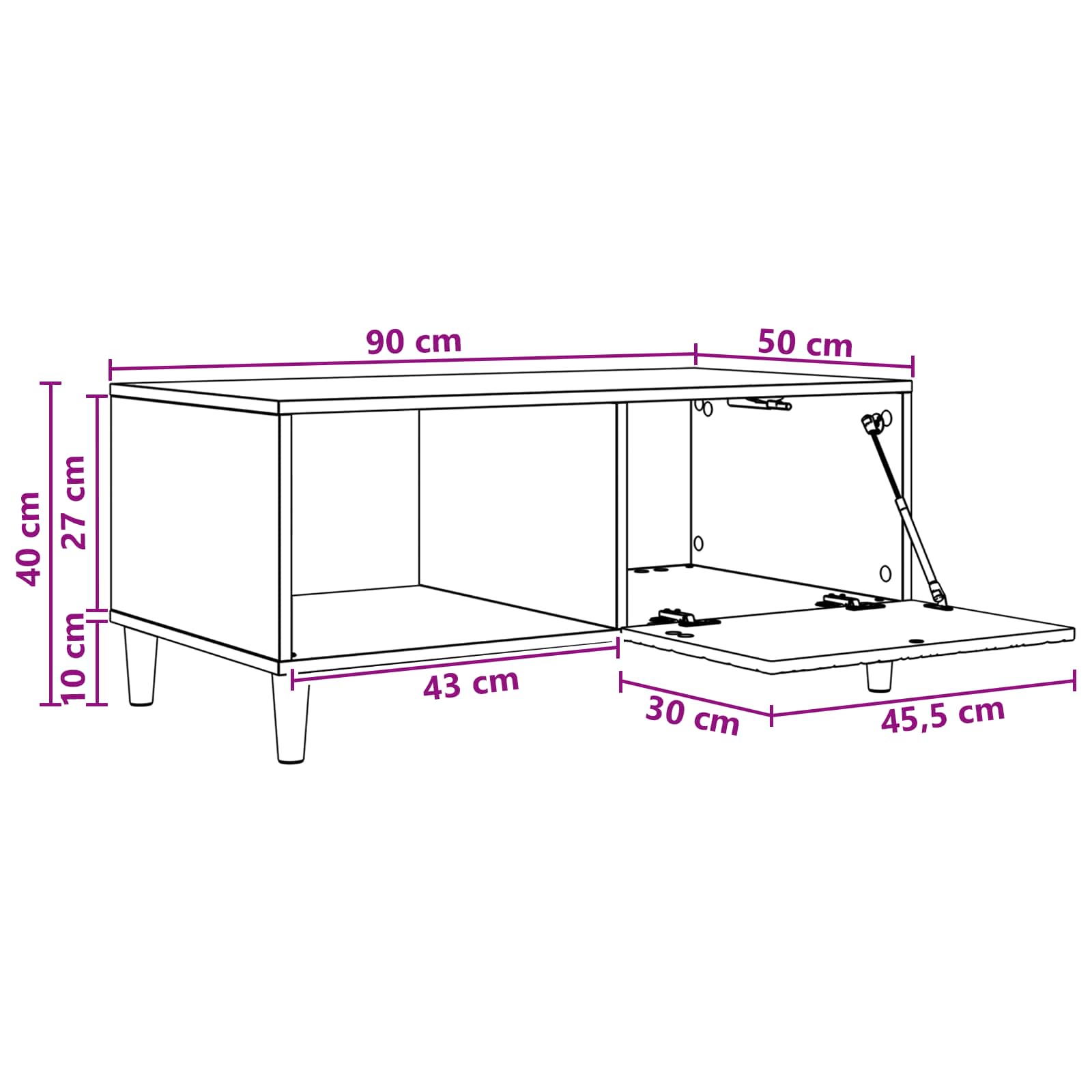 Couchtisch Weiß 90 x 50 x 40 cm Holzwerkstoff