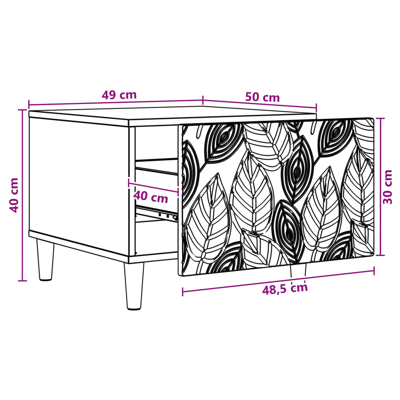 Couchtisch Grau Sonoma 50 x 49 x 40 cm Holzwerkstoff