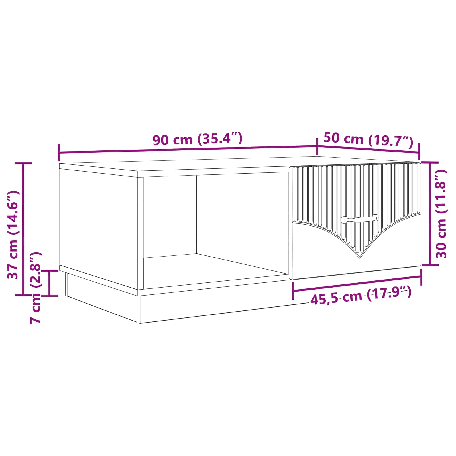 Couchtisch Sonoma-Eiche 90 x 50 x 37 cm Holzwerkstoff