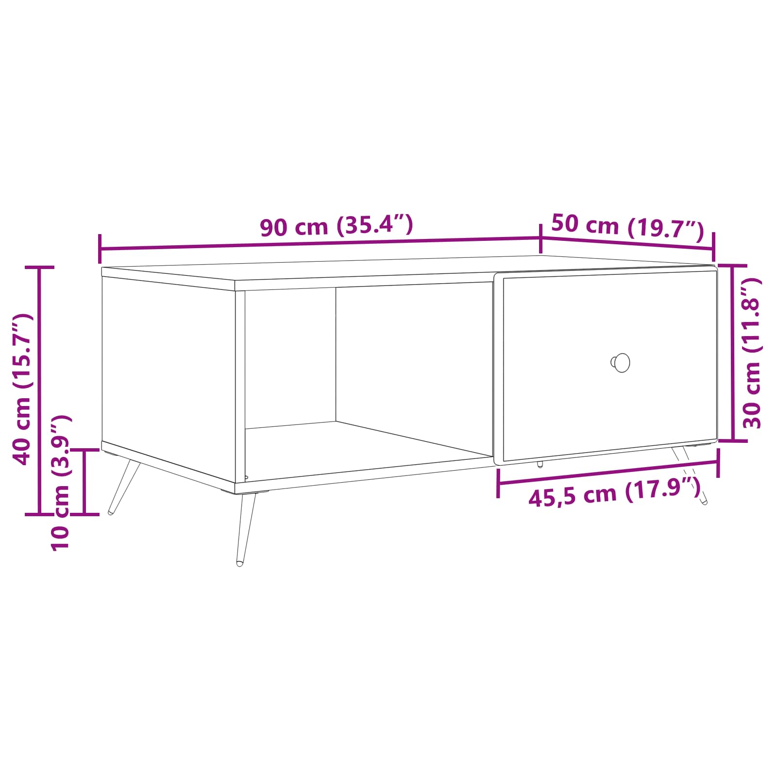 Couchtisch Altholz 90 x 50 x 40 cm Holzwerkstoff