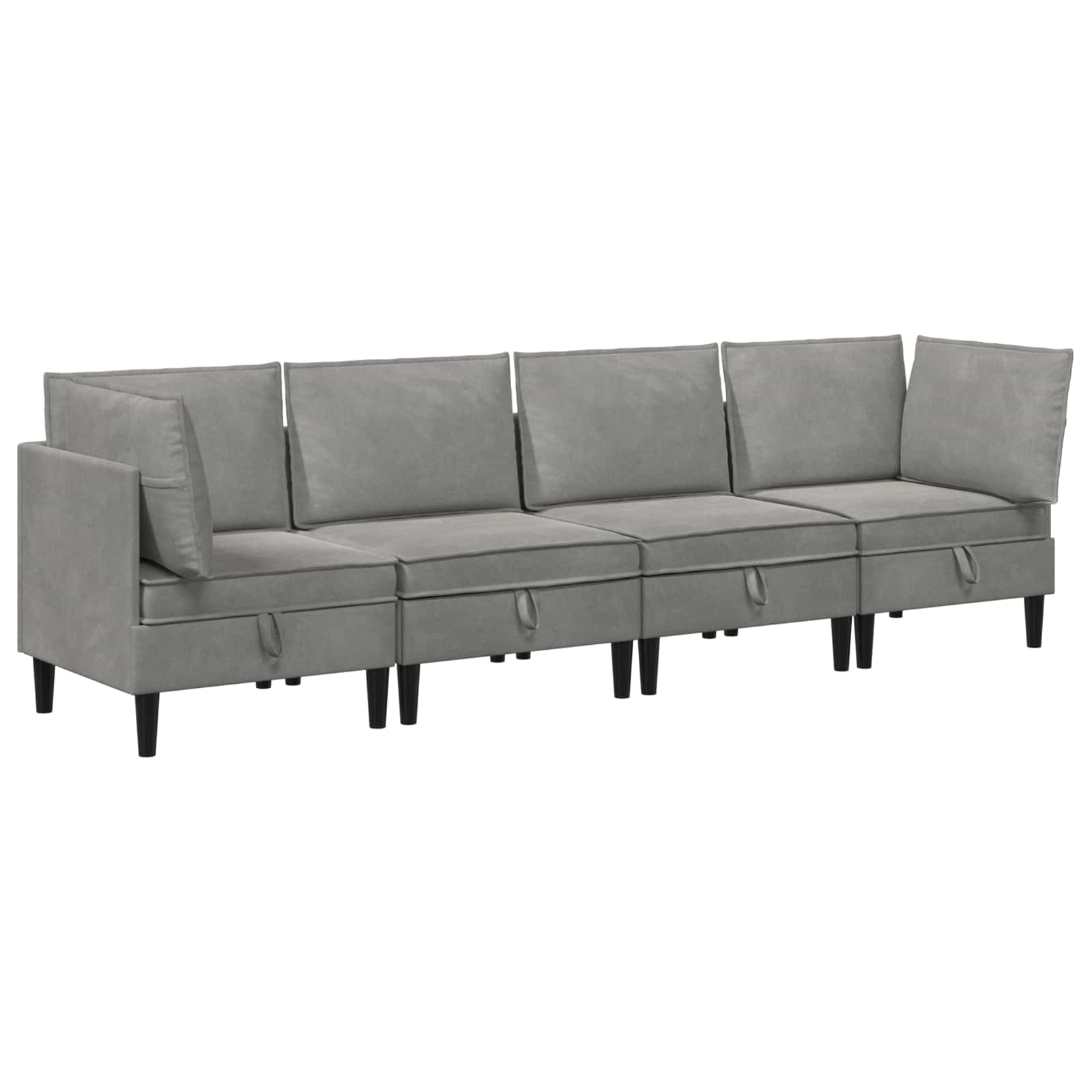 Wohnzimmergarnitur mit Kissen mit Speicher 4 pcs Hellgrau Samt