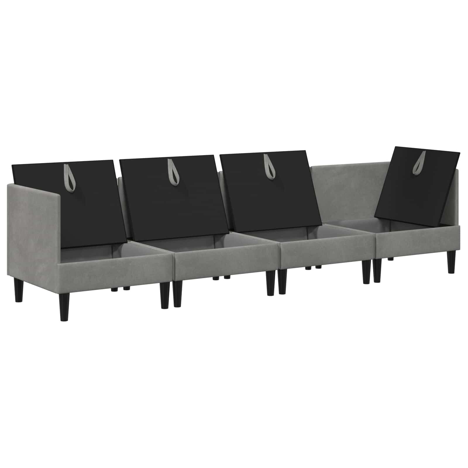 Wohnzimmergarnitur mit Kissen mit Speicher 4 pcs Hellgrau Samt