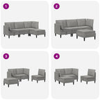 Wohnzimmergarnitur mit Kissen mit Speicher 4 pcs Hellgrau Samt