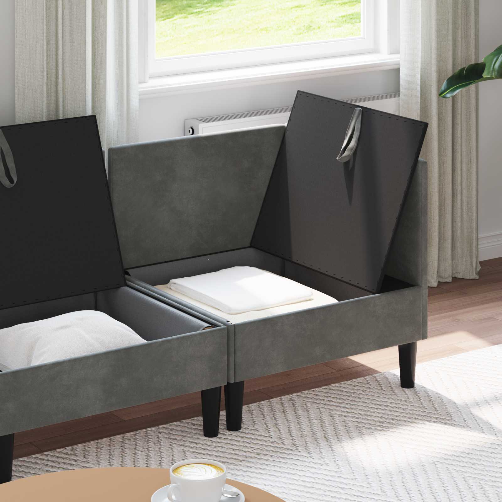 Wohnzimmergarnitur mit Kissen 3 pcs Dunkelgrau Samt