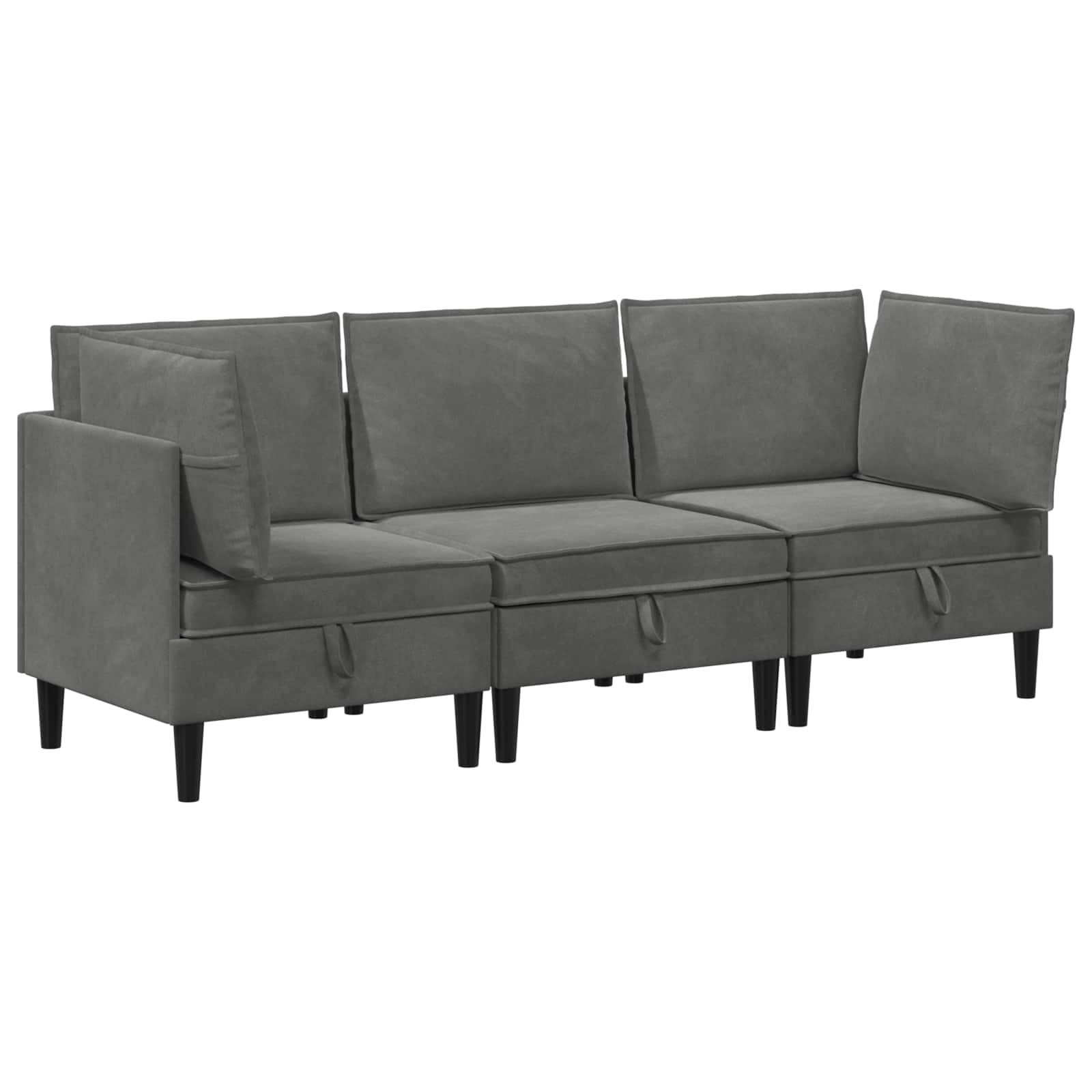 Wohnzimmergarnitur mit Kissen 3 pcs Dunkelgrau Samt