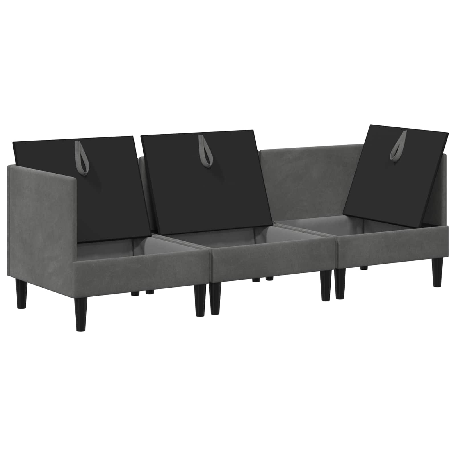 Wohnzimmergarnitur mit Kissen 3 pcs Dunkelgrau Samt
