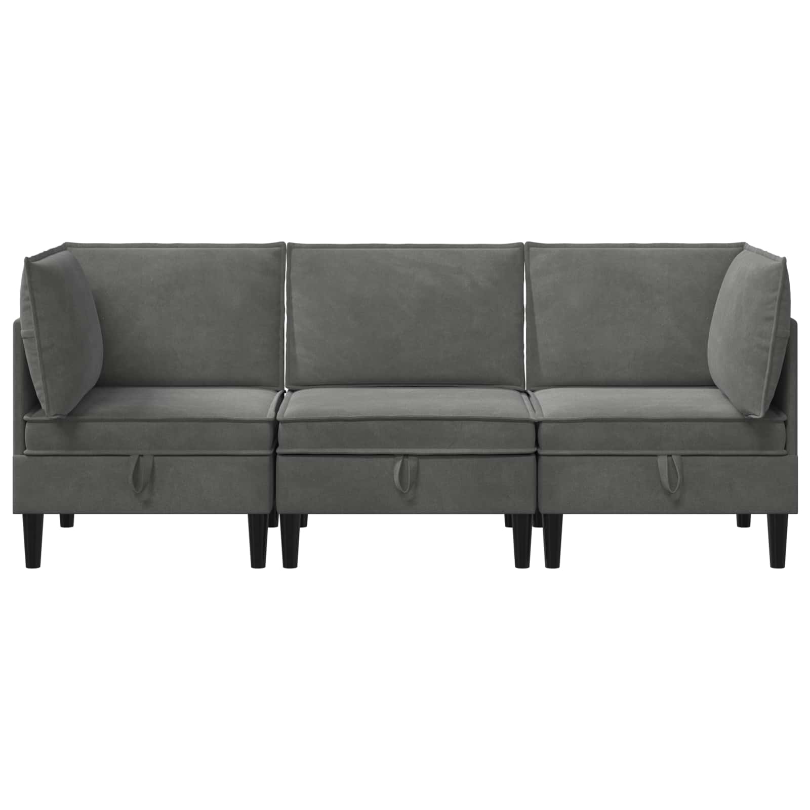 Wohnzimmergarnitur mit Kissen 3 pcs Dunkelgrau Samt