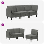 Wohnzimmergarnitur mit Kissen 3 pcs Dunkelgrau Samt