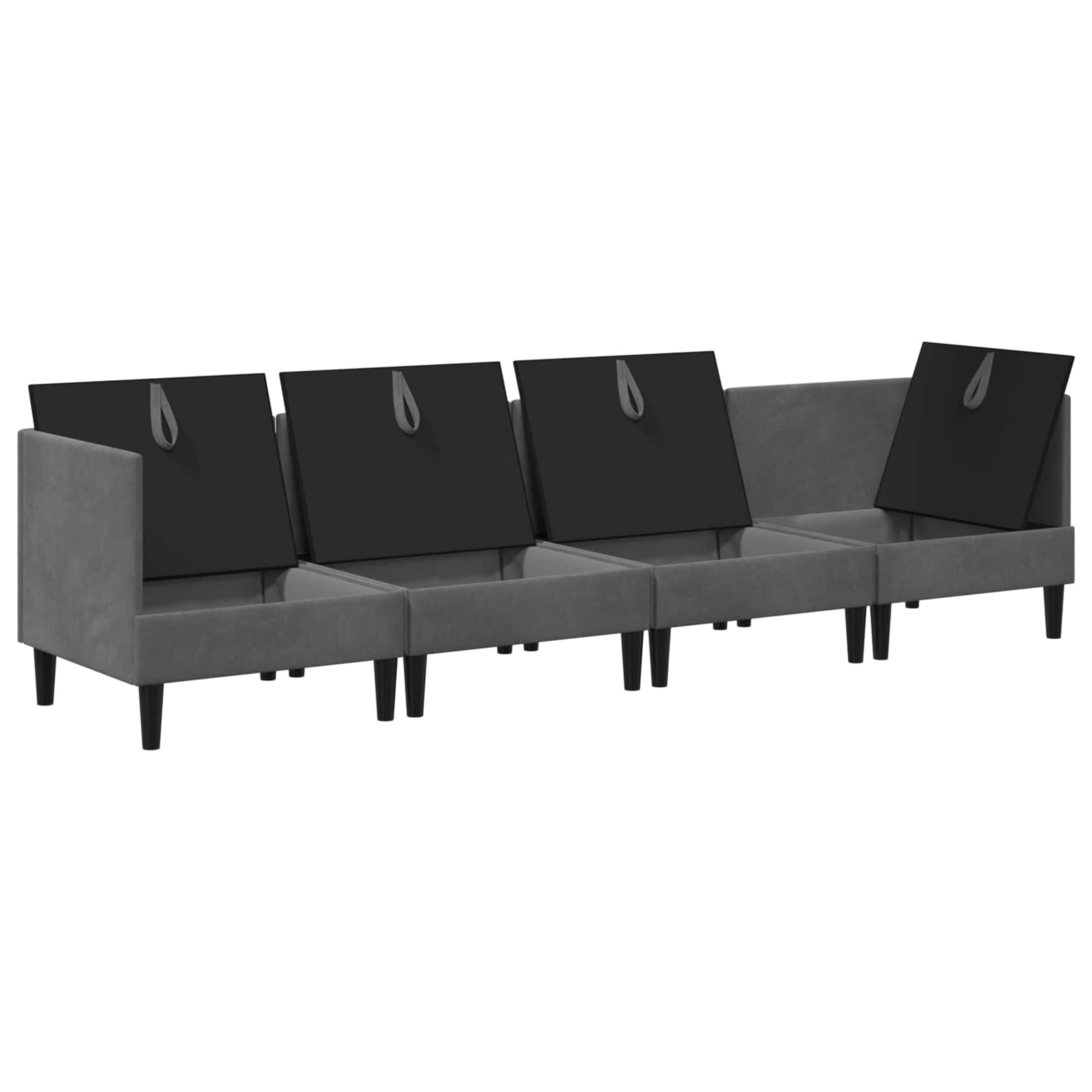 Wohnzimmergarnitur mit Kissen 4 pcs Dunkelgrau Samt
