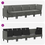 Wohnzimmergarnitur mit Kissen 4 pcs Dunkelgrau Samt