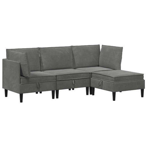 Wohnzimmergarnitur mit Kissen 4 pcs Dunkelgrau Samt