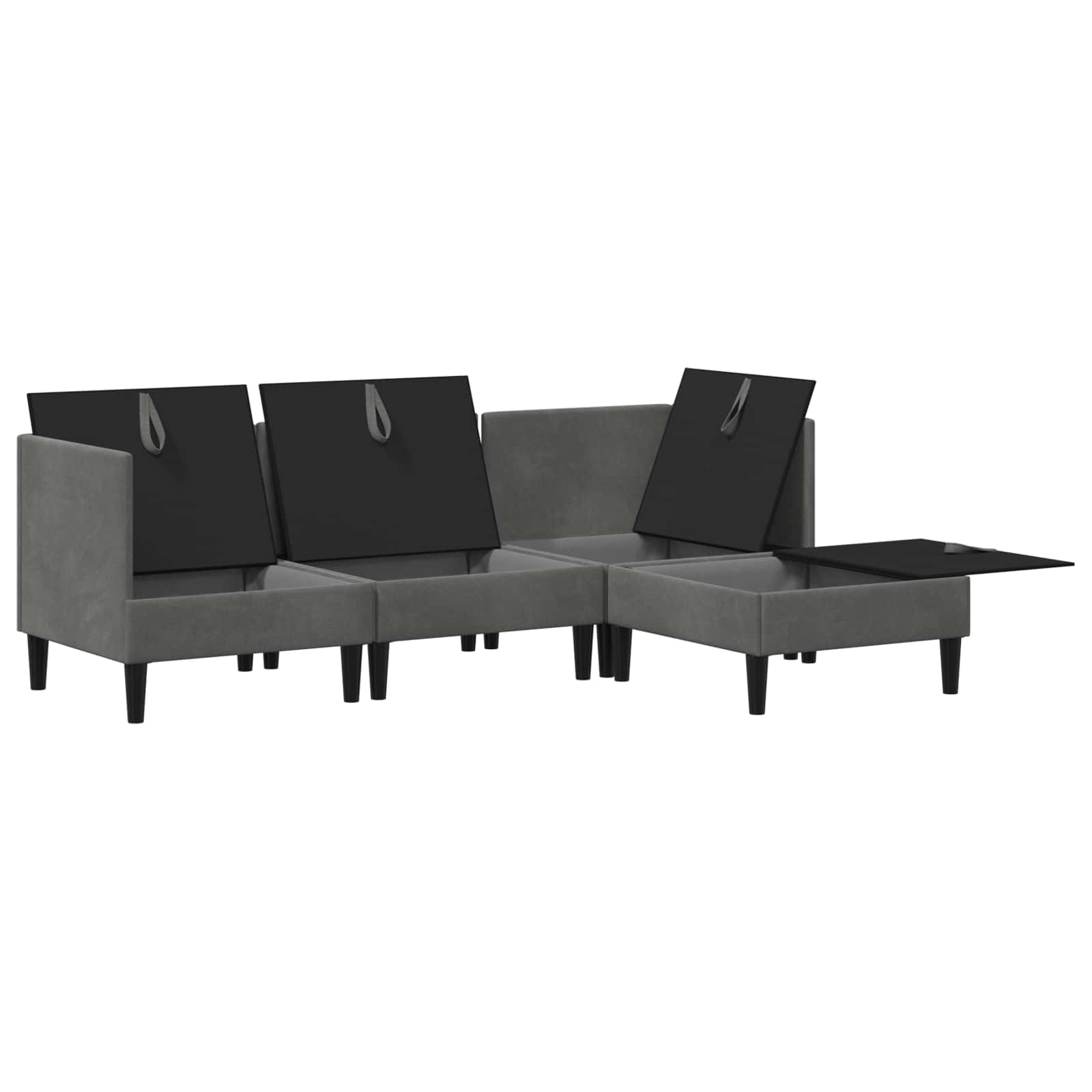Wohnzimmergarnitur mit Kissen 4 pcs Dunkelgrau Samt