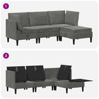 Wohnzimmergarnitur mit Kissen 4 pcs Dunkelgrau Samt