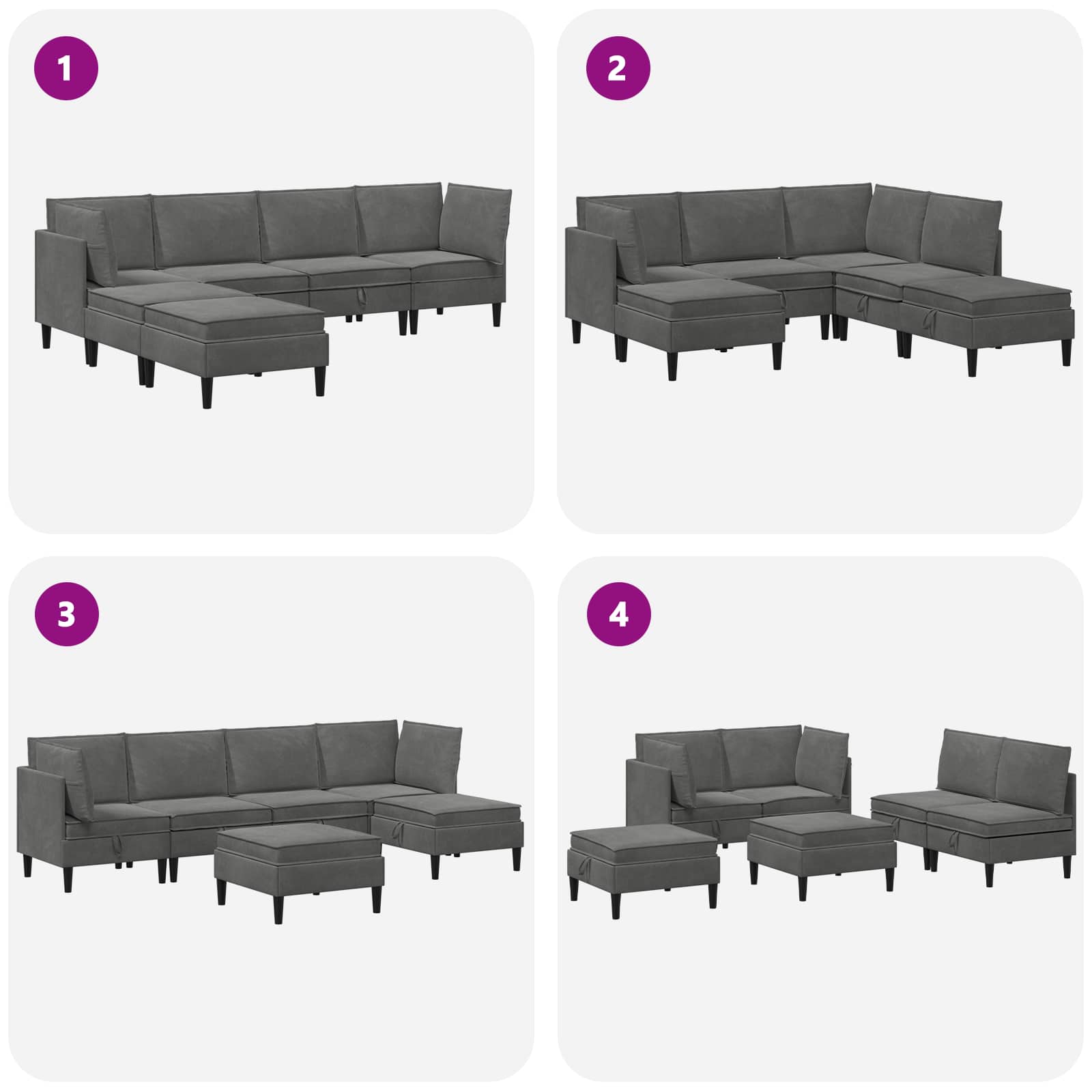 Wohnzimmergarnitur mit Kissen 6 pcs Dunkelgrau Samt