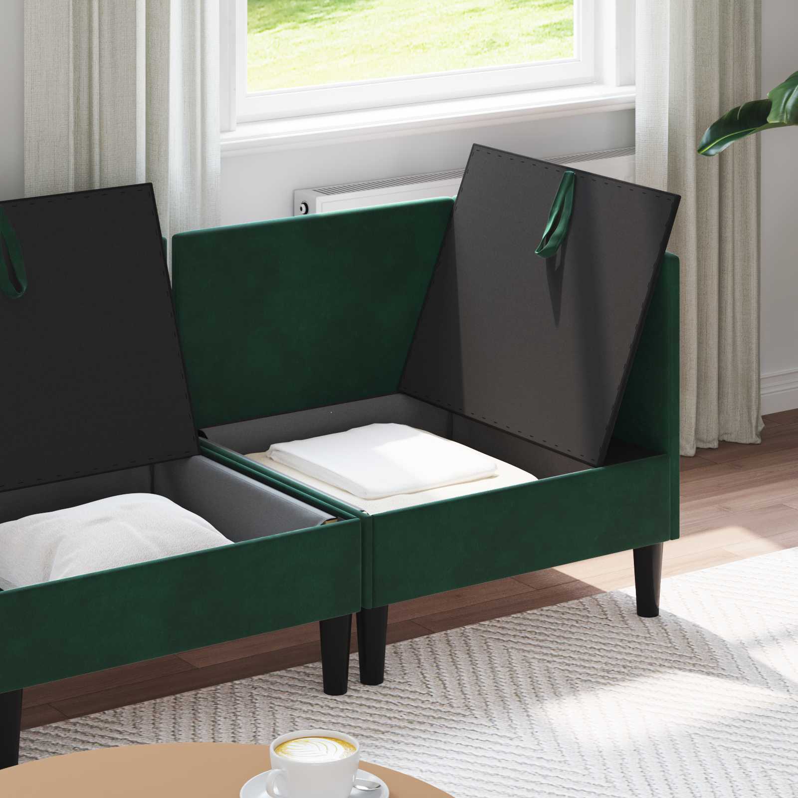 Wohnzimmergarnitur mit Kissen 4 pcs Dunkelgrün Samt