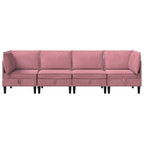 Wohnzimmergarnitur mit Kissen mit Speicher 4 pcs Rosa Samt