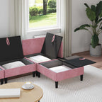 Wohnzimmergarnitur mit Kissen mit Speicher 4 pcs Rosa Samt