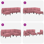 Wohnzimmergarnitur mit Kissen mit Speicher 5 pcs Rosa Samt