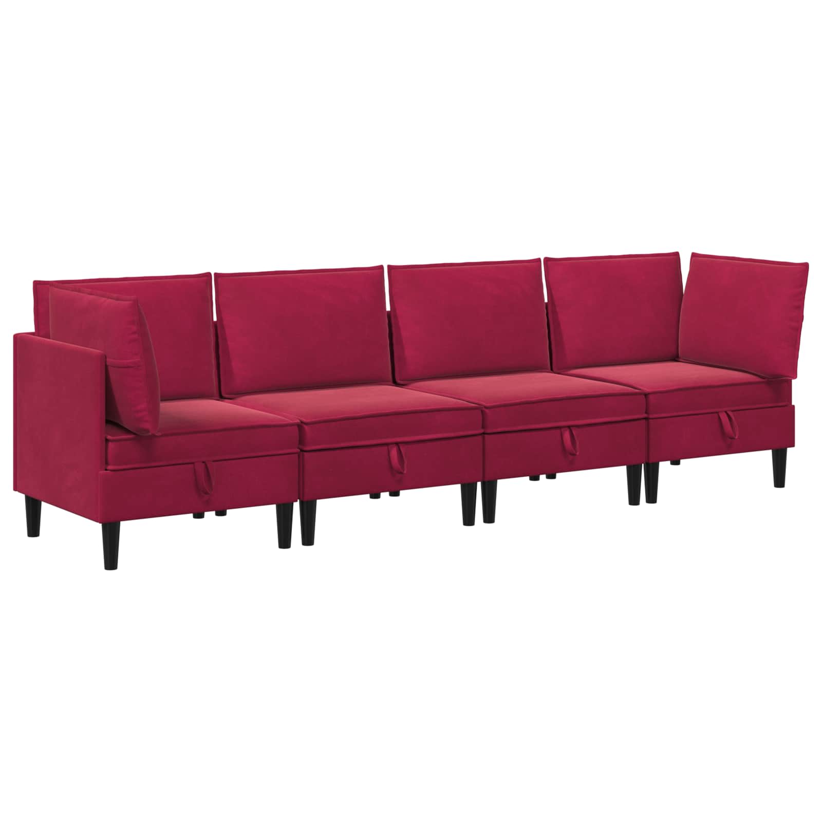 Wohnzimmergarnitur mit Kissen mit Speicher 4 pcs Weinrot Samt