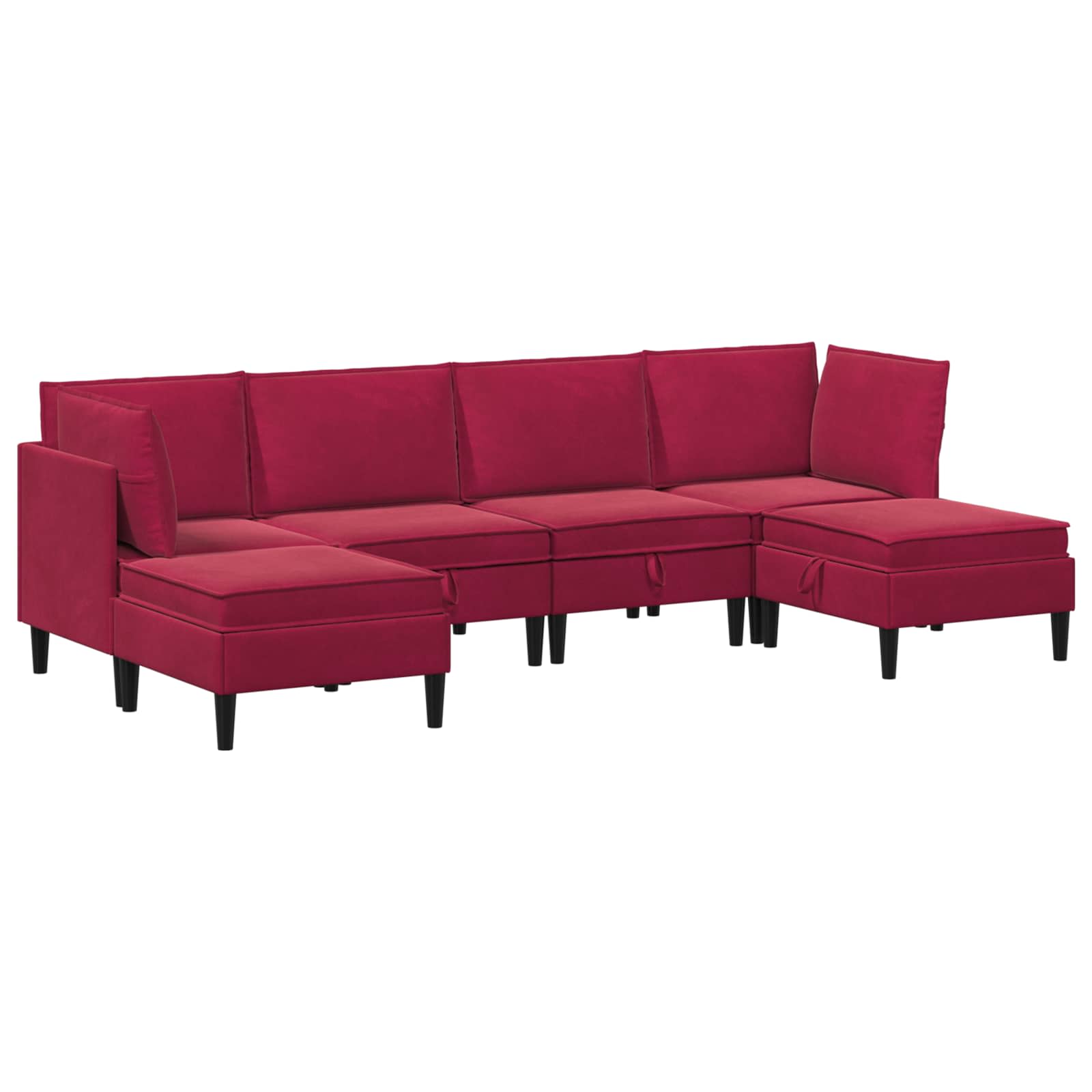 Wohnzimmergarnitur mit Kissen mit Speicher 6 pcs Weinrot Samt