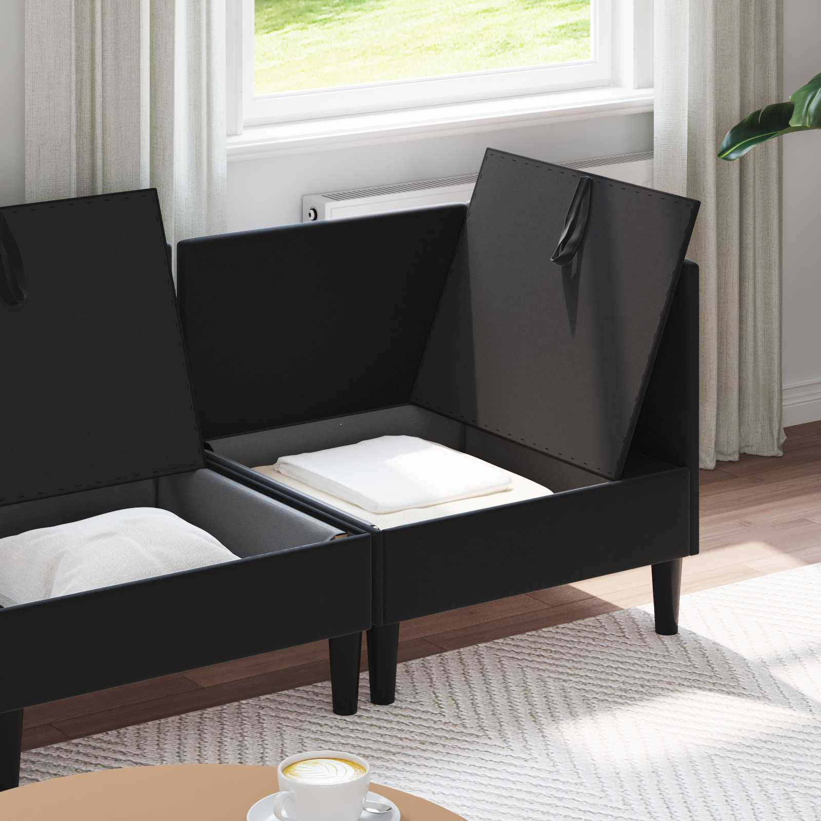 Wohnzimmergarnitur mit Kissen mit Speicher 3 pcs Schwarz Samt