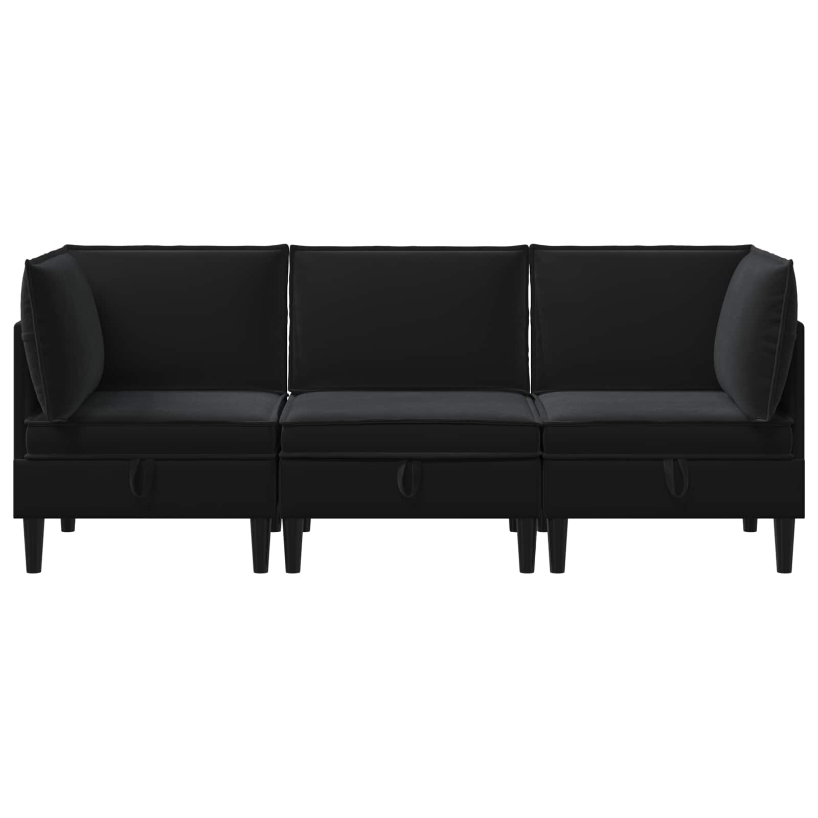 Wohnzimmergarnitur mit Kissen mit Speicher 3 pcs Schwarz Samt