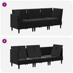 Wohnzimmergarnitur mit Kissen mit Speicher 3 pcs Schwarz Samt