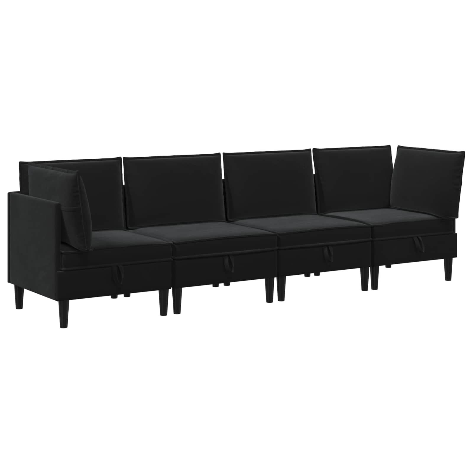 Wohnzimmergarnitur mit Kissen mit Speicher 4 pcs Schwarz Samt