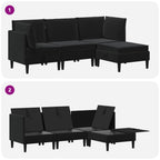 Wohnzimmergarnitur mit Kissen mit Speicher 4 pcs Schwarz Samt
