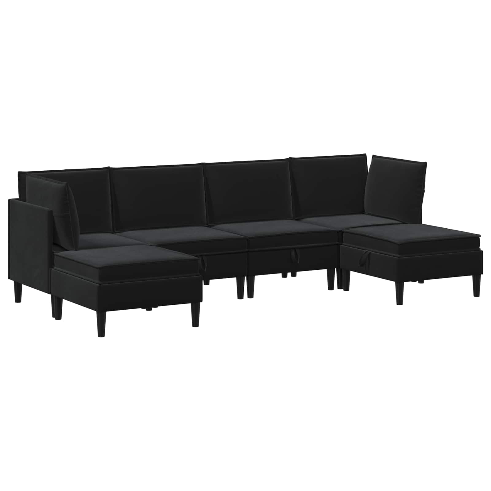 Wohnzimmergarnitur mit Kissen mit Speicher 6 pcs Schwarz Samt