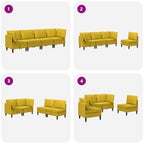 Wohnzimmergarnitur mit Kissen mit Speicher 4 pcs Gelb Samt