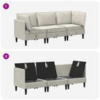 Wohnzimmergarnitur mit Kissen mit Speicher 3 pcs Creme Samt