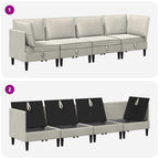 Wohnzimmergarnitur mit Kissen mit Speicher 4 pcs Creme Samt