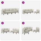 Wohnzimmergarnitur mit Kissen mit Speicher 4 pcs Creme Samt