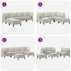 Wohnzimmergarnitur mit Kissen mit Speicher 6 pcs Creme Samt