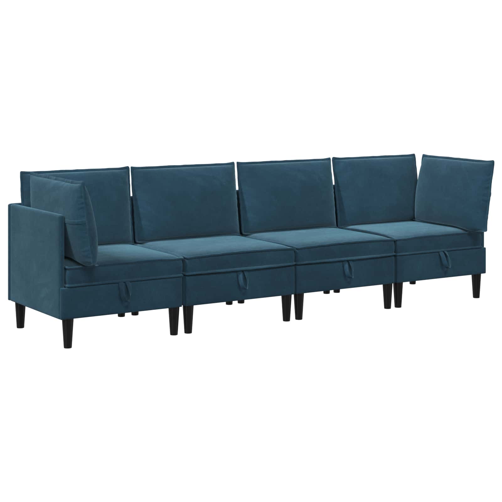 Wohnzimmergarnitur mit Kissen mit Speicher 4 pcs Blau Samt