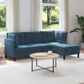 Wohnzimmergarnitur mit Kissen mit Speicher 4 pcs Blau Samt