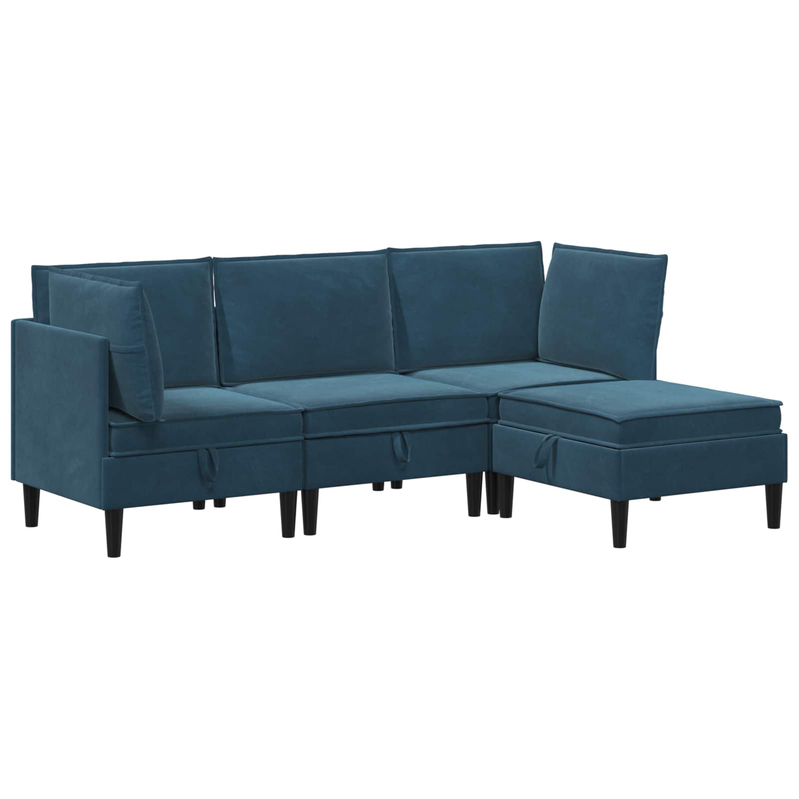 Wohnzimmergarnitur mit Kissen mit Speicher 4 pcs Blau Samt