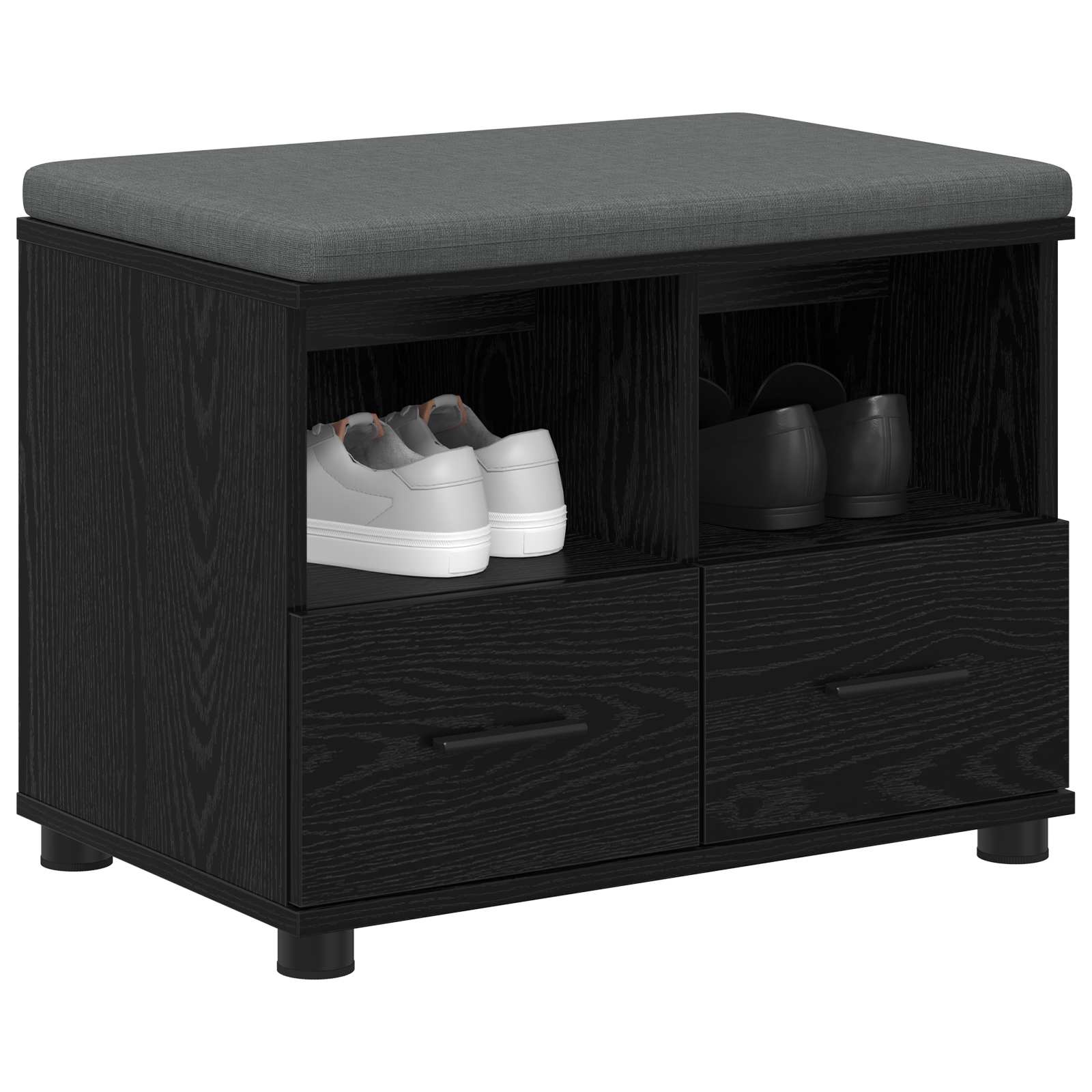Flurbank mit Kissen mit Regal Schwarze Eiche 60 x 38 x 46 cm